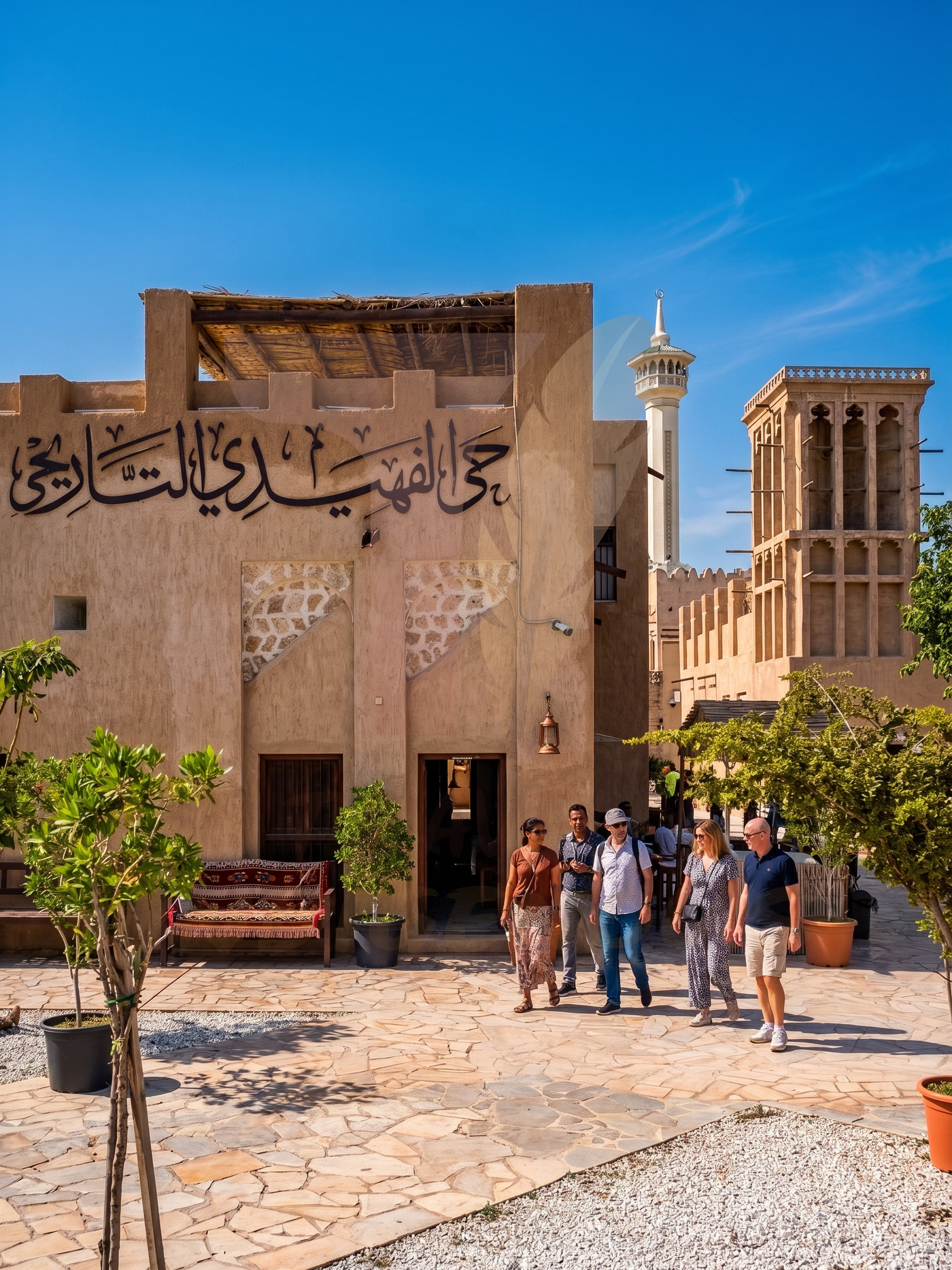 Visitors walking through Al Fahidi Historical Neighbourhood, Dubai